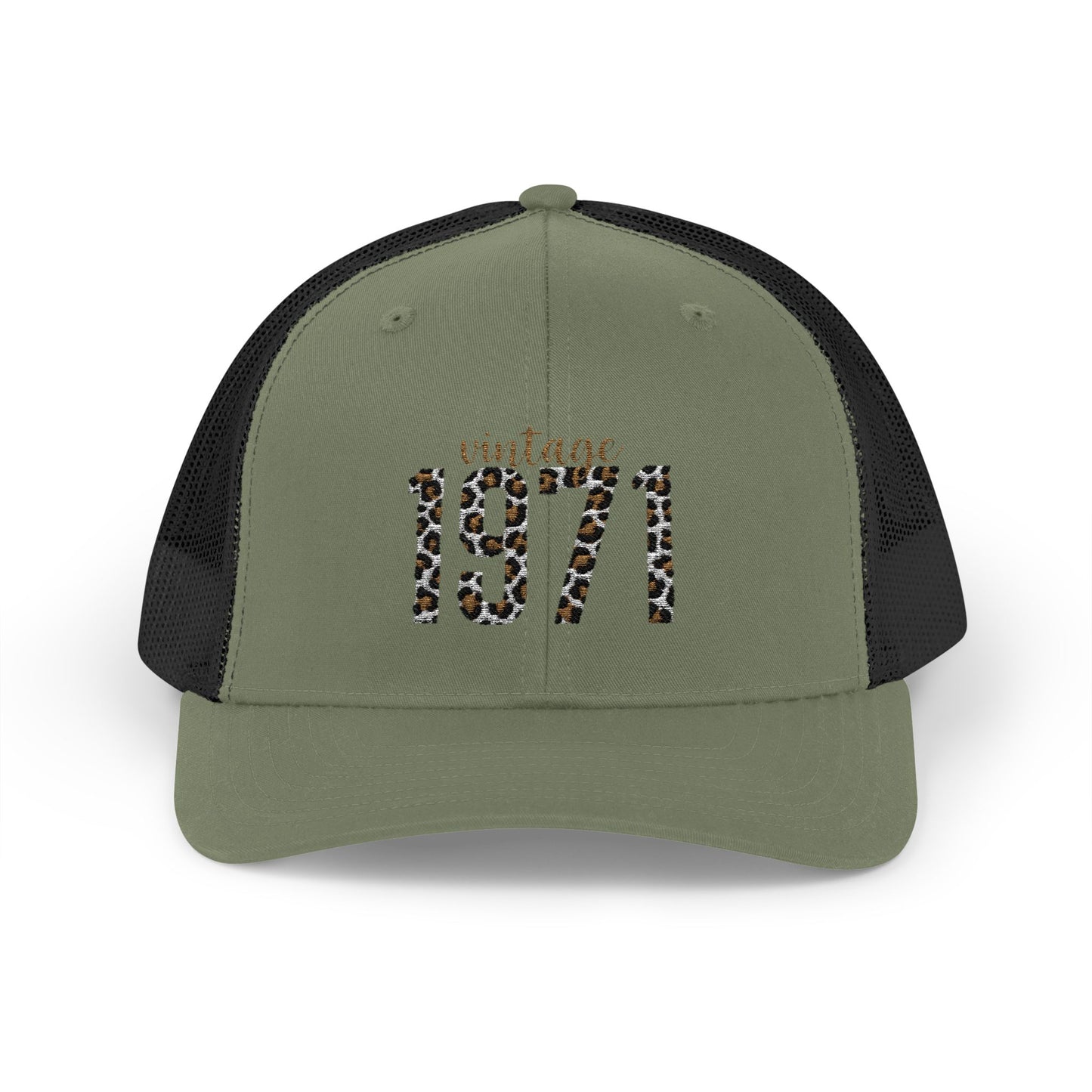1971 Leopard Print Snapback Trucker Cap — Vintage Born in 1971 Birthday Gift