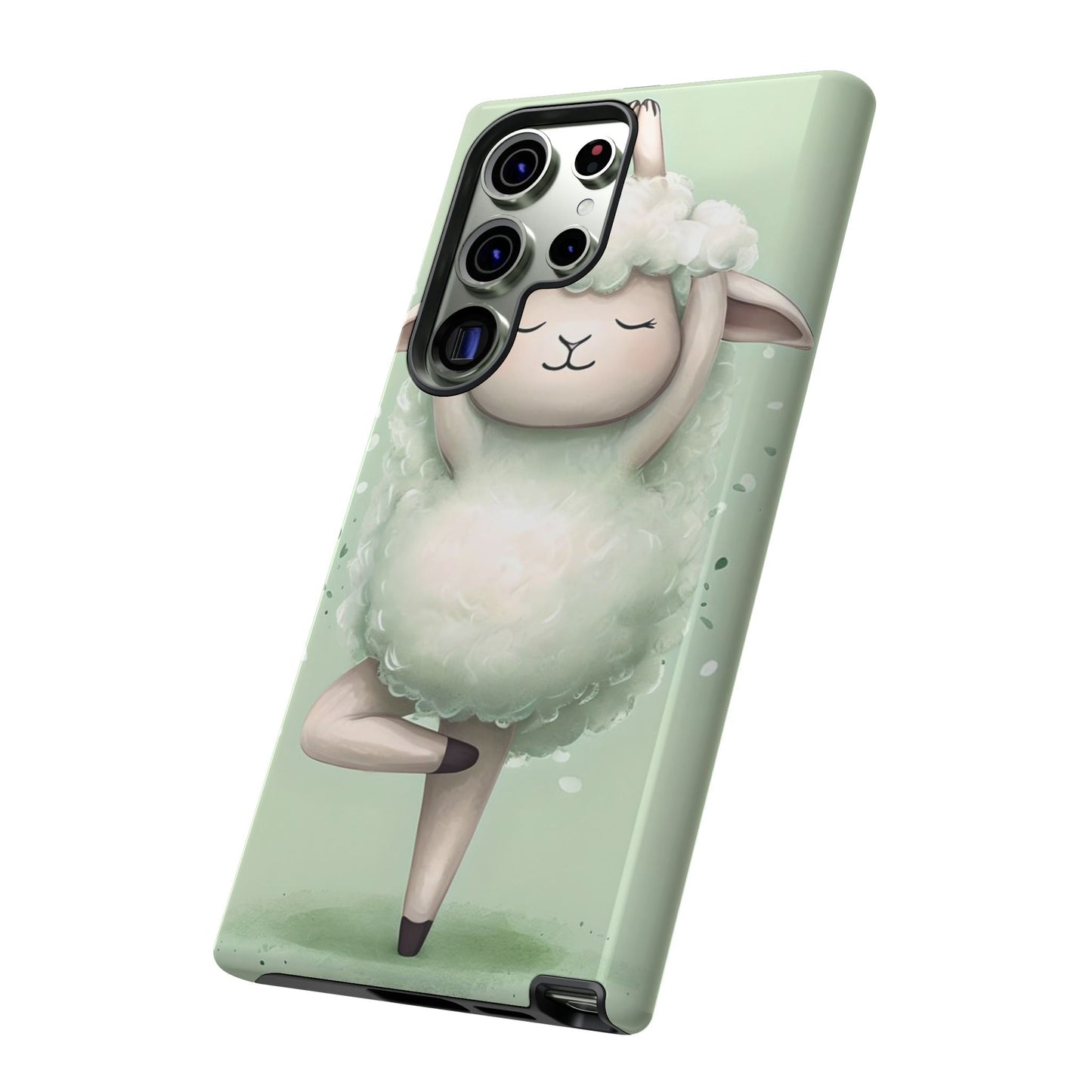 Cute Yoga Sheep Phone Case — Pastel Lamb Ballerina Protective Cover