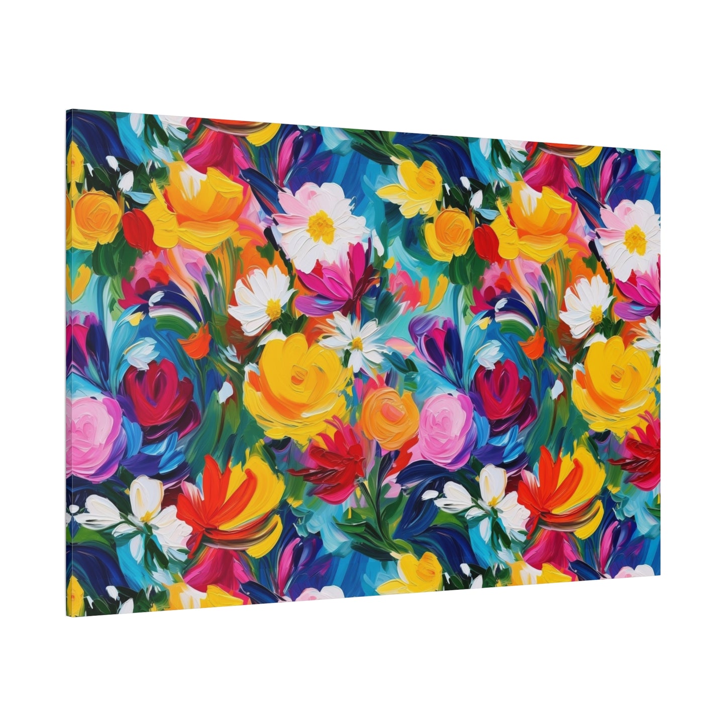 Vibrant Floral Matte Canvas Wall Art — Colorful Garden Print, Stretched 1.25"
