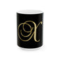 Gold Script Letter 'X' Ceramic Mug — Elegant Monogram Coffee Cup (11oz, 15oz)