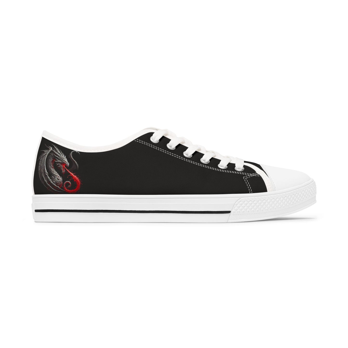 Low Top Sneakers — Black Dragon Wing Accent
