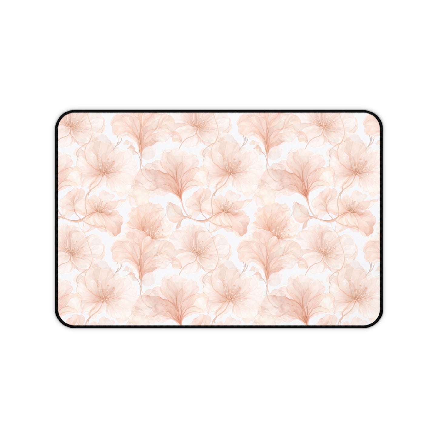 Blush Floral Desk Mat — Soft Pink Ginkgo Leaf Mouse Pad