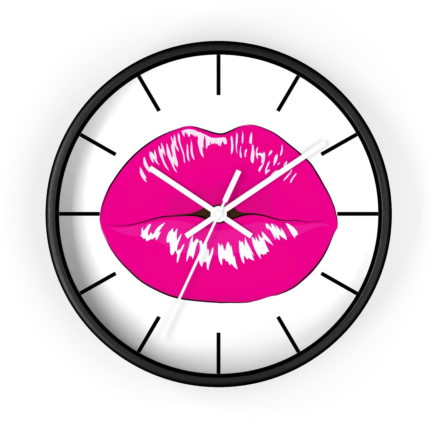 Pink Kiss Lips Wall Clock | Pop Art Lip Print Clock
