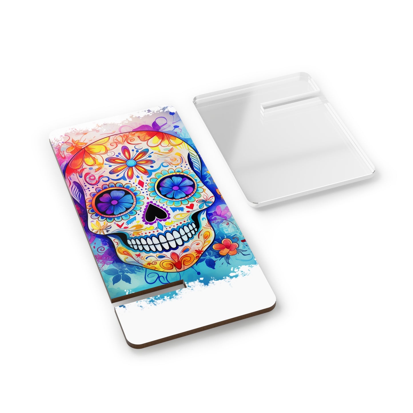 Day of the Dead Sugar Skull Phone Stand – Colorful Mobile Display Stand