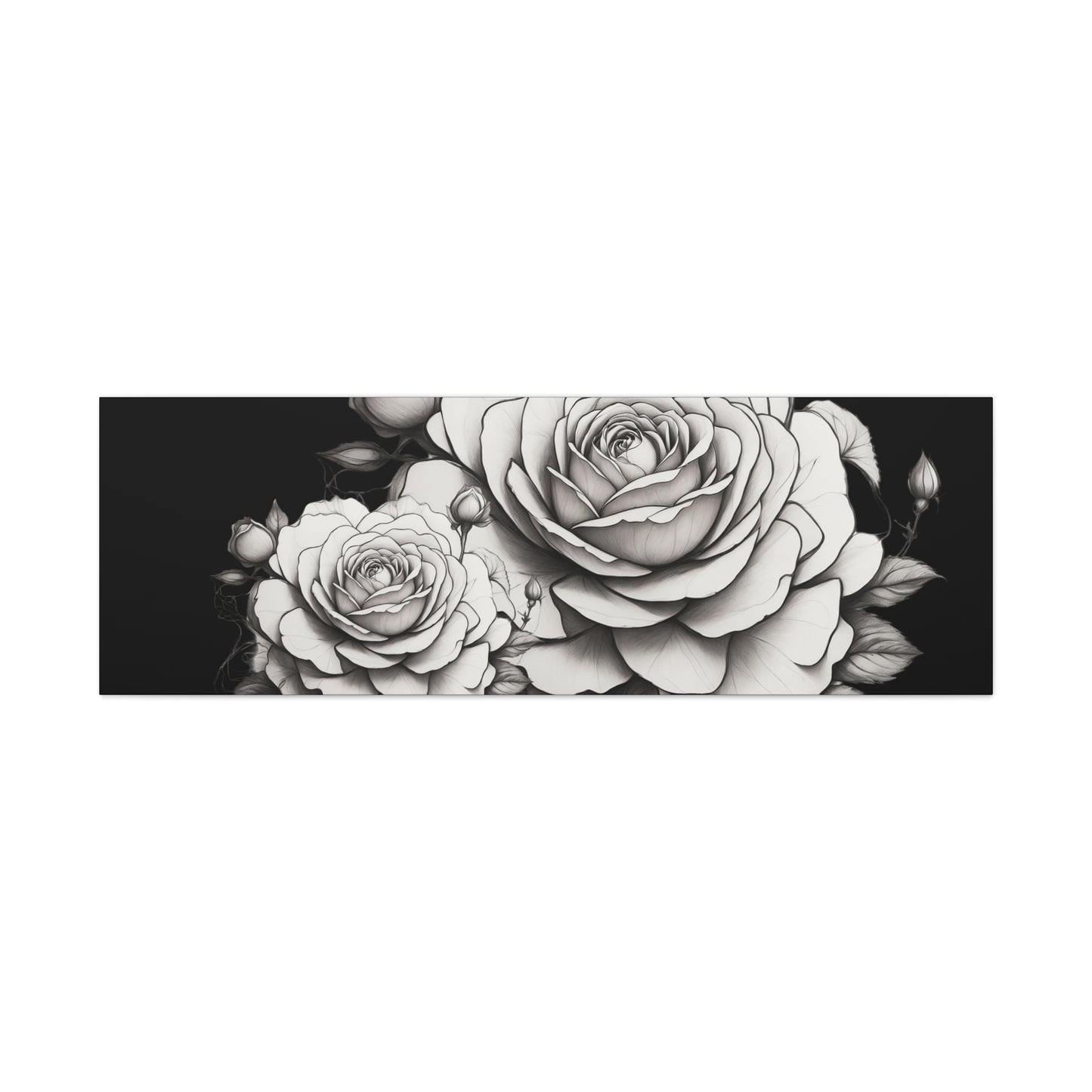 Monochrome Rose Canvas Print — Black & White Floral Wall Art