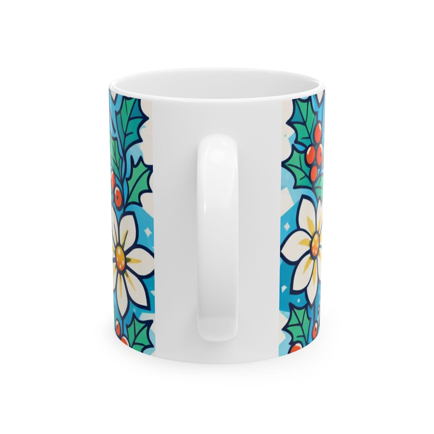 Thank You Very Much Floral Holiday Mug — Festive Poinsettia Ceramic Coffee Cup (11oz/15oz)