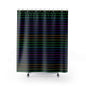 Neon Rainbow Stripe Shower Curtain — Black Background, Modern Geometric Bathroom Decor