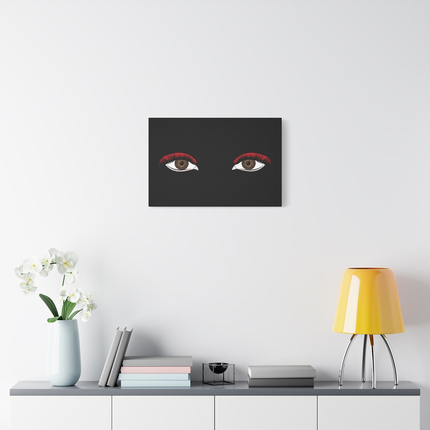 Red Lashes Wall Art Canvas — Glam Eyes Makeup Decor