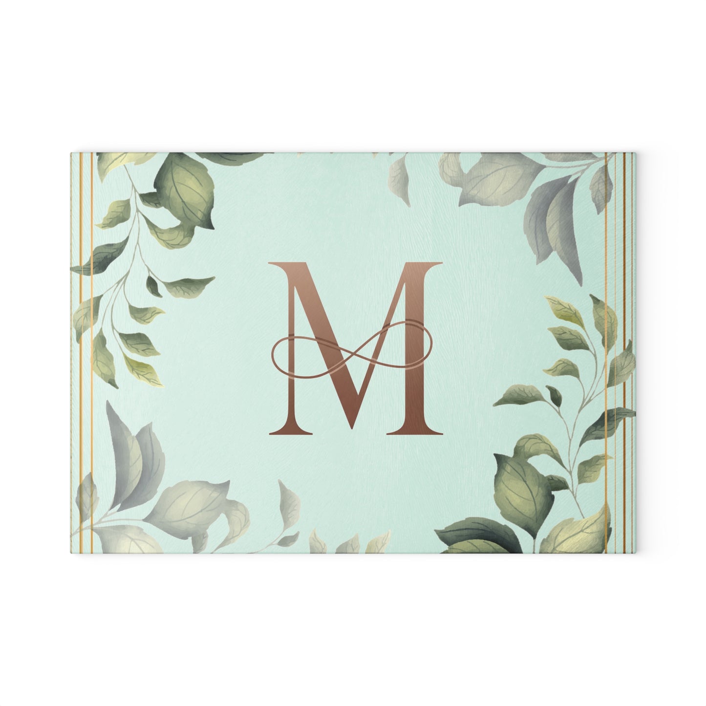 Monogram M Glass Cutting Board — Floral Mint Kitchen Decor
