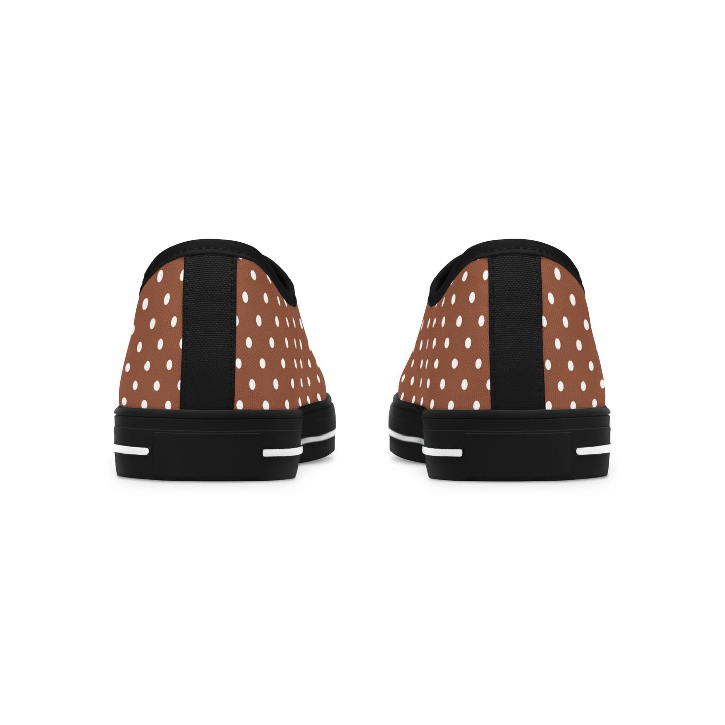 Brown Polka Dot Low Top Sneakers —  Casual Retro Canvas Shoes