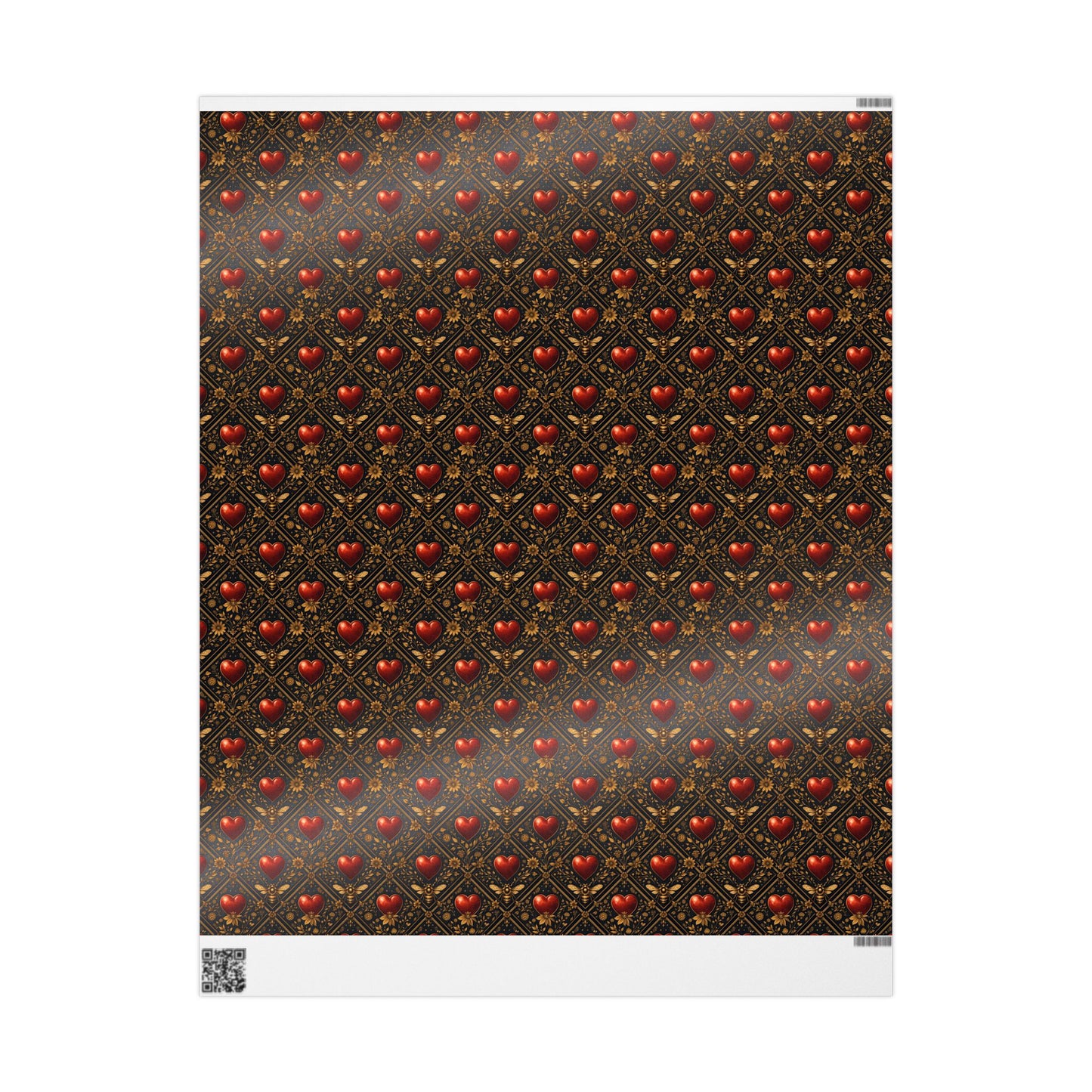 Ornate Heart Wrapping Paper Roll – Elegant Red & Gold Gift Wrap