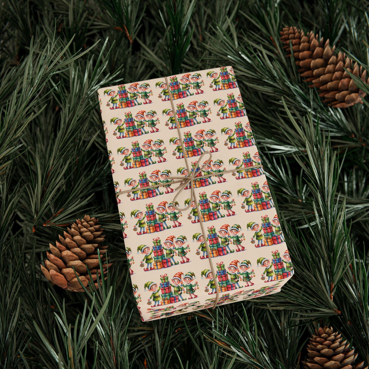 Holiday Gnome Wrapping Paper Roll – Colorful Santa Gnome Gift Wrap