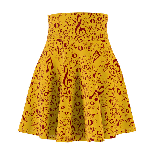 Musical Notes Skater Skirt | Fun Yellow Dance Skirt, Music Lover Gift, Festival Fashion, Summer Style, Everyday Wear
