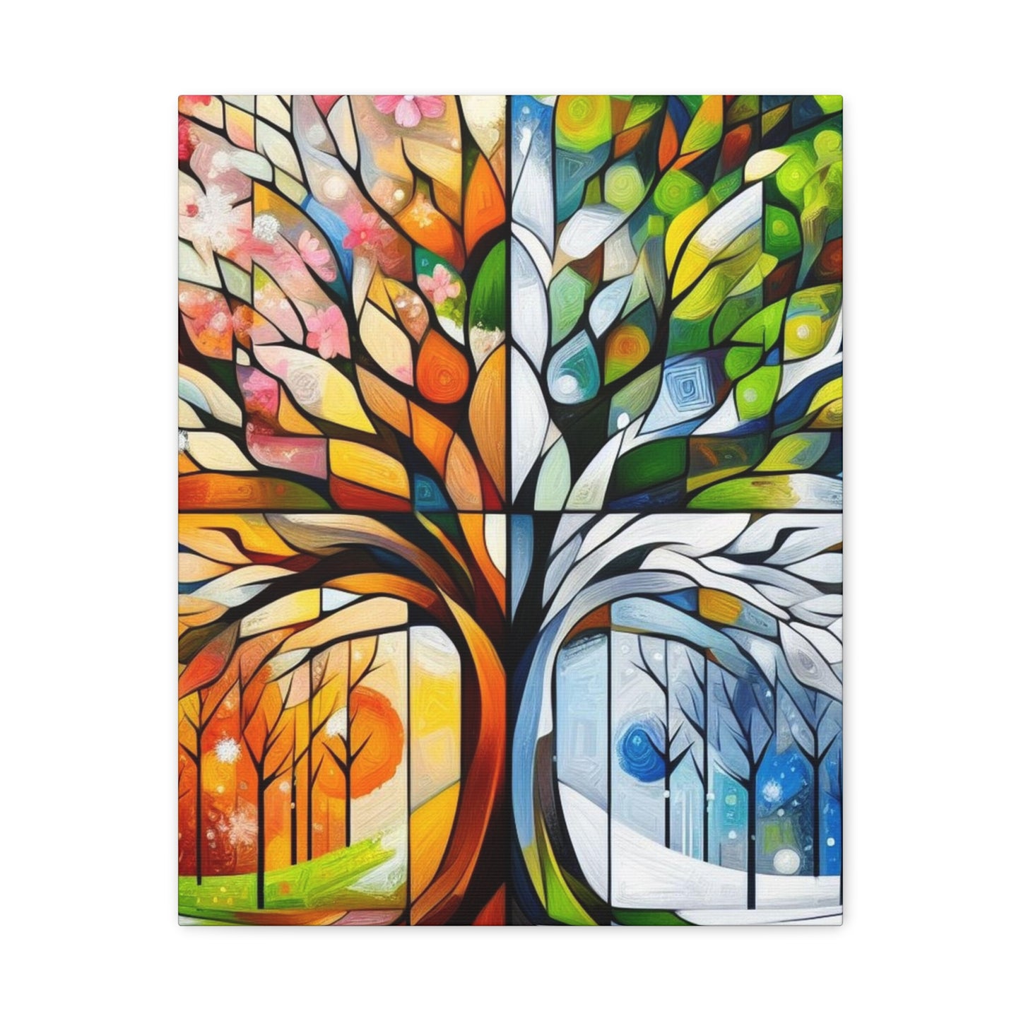 Seasons Tree Matte Canvas Wall Art — Stretched 1.25"