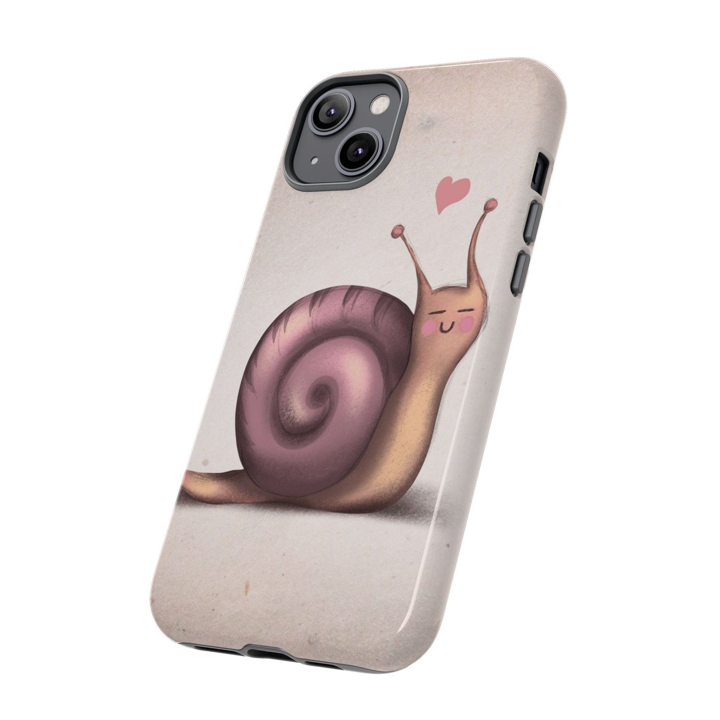 Cute Snail Phone Case — Pink Heart Cartoon Protective iPhone Cover