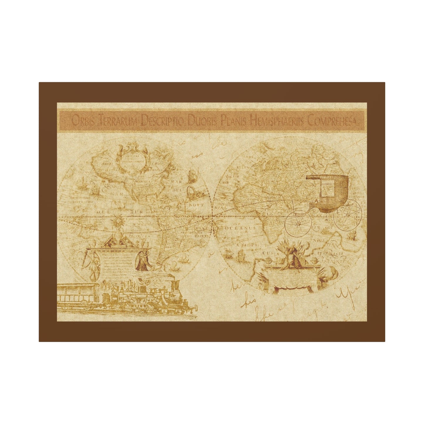 Vintage World Map Canvas Print — Matte Stretched Wall Art