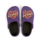 Kids Purple "Sweetheart" Foam Clogs — Cute Heart Graphic Slip-On Shoes
