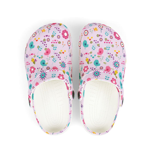 Kids Floral Clogs — Pink EVA Foam Garden Slip-Ons
