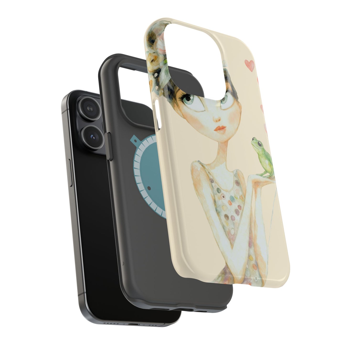 Whimsical Girl with Frog Magnetic Impact Phone Case