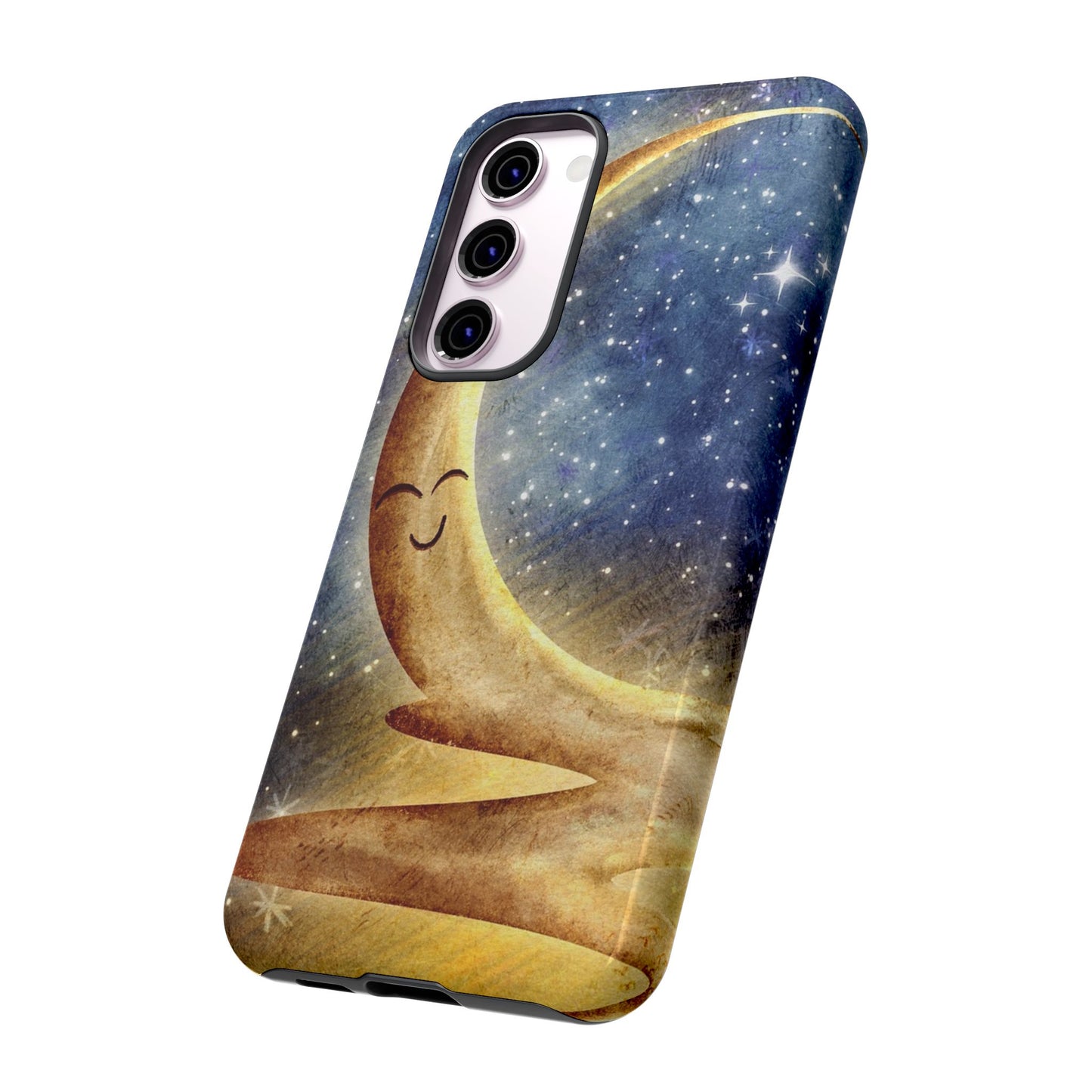 Moonlit Smile Phone Case — Starry Night Crescent Moon iPhone Cover