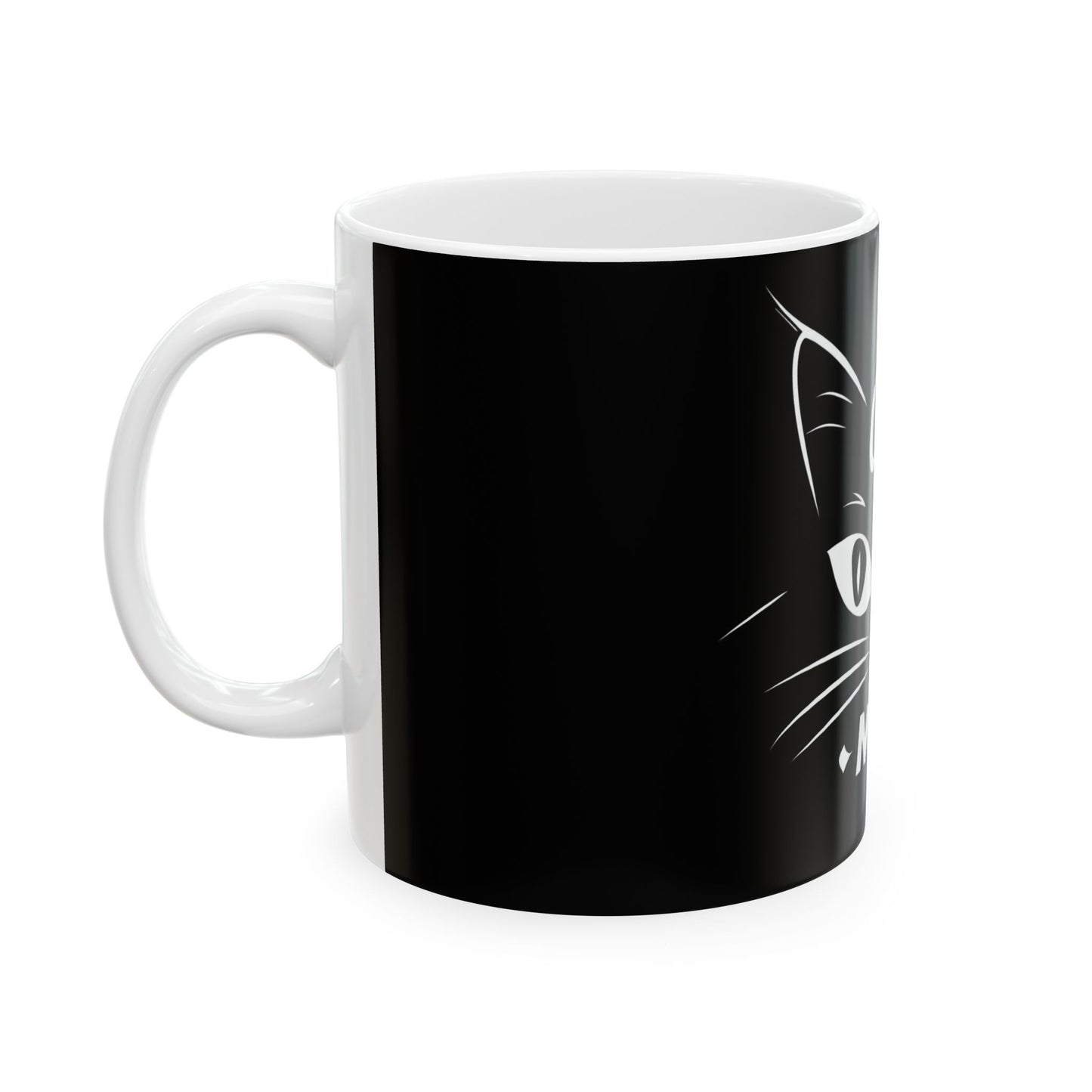 Cat Mom Ceramic Mug — Black Cat Face 11oz & 15oz Coffee Cup