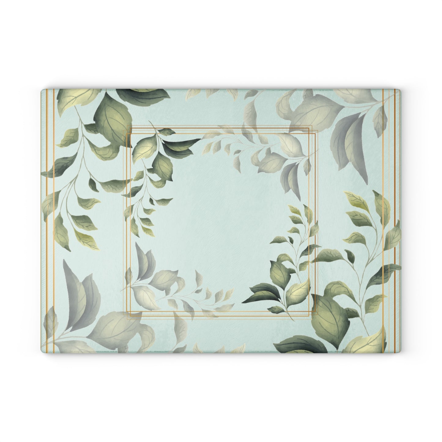 Glass Cutting Board — Botanical Green Leaf Decorative Kitchen Board