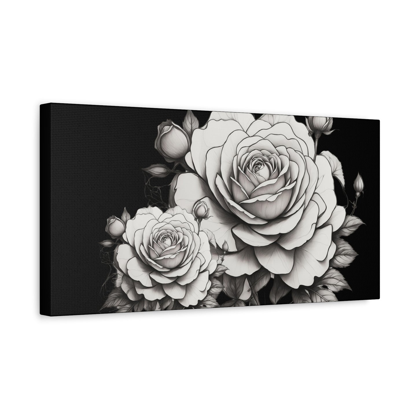 Monochrome Rose Canvas Print — Black & White Floral Wall Art