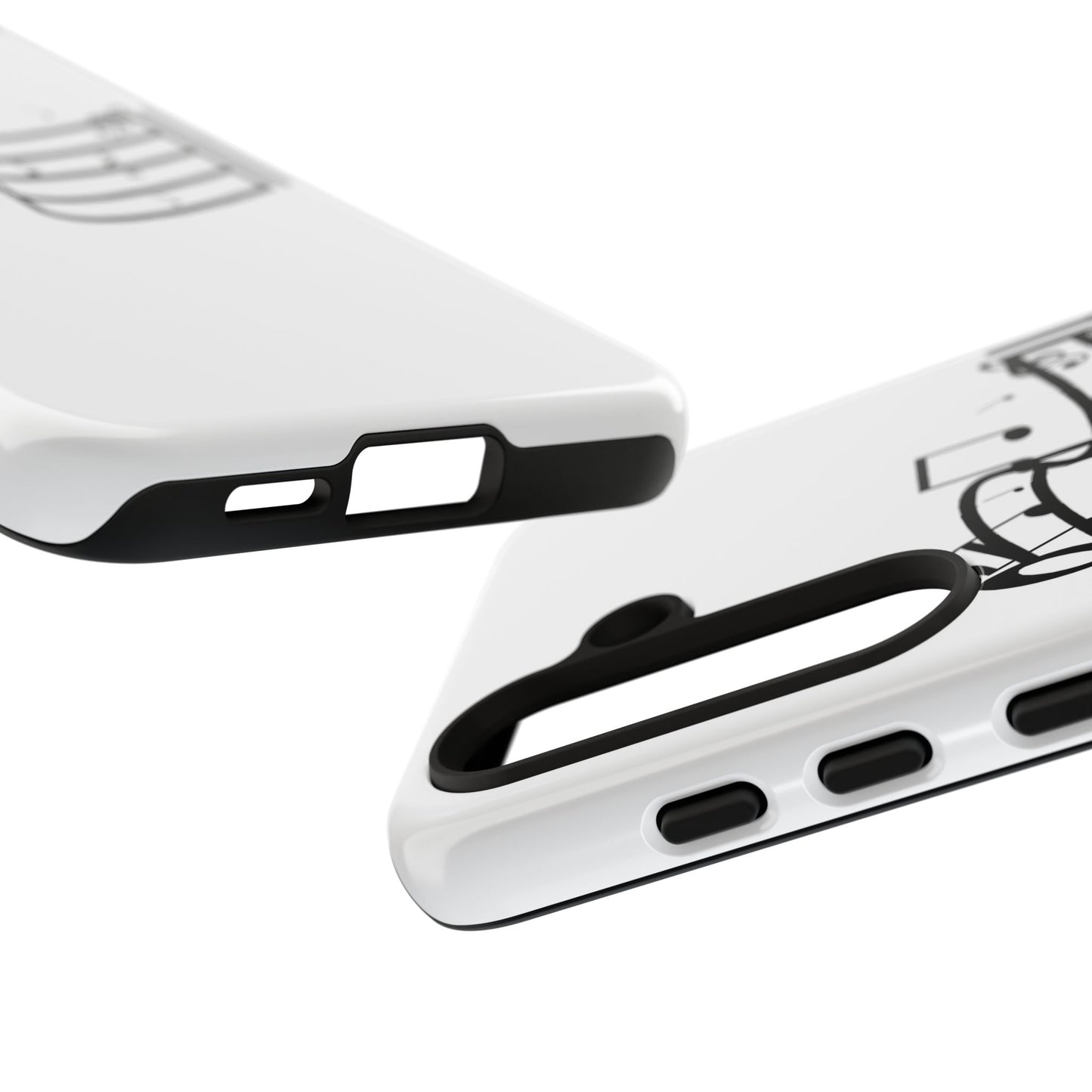 Musical Notes Phone Case — Black Treble Clef Music Staff Tough Case