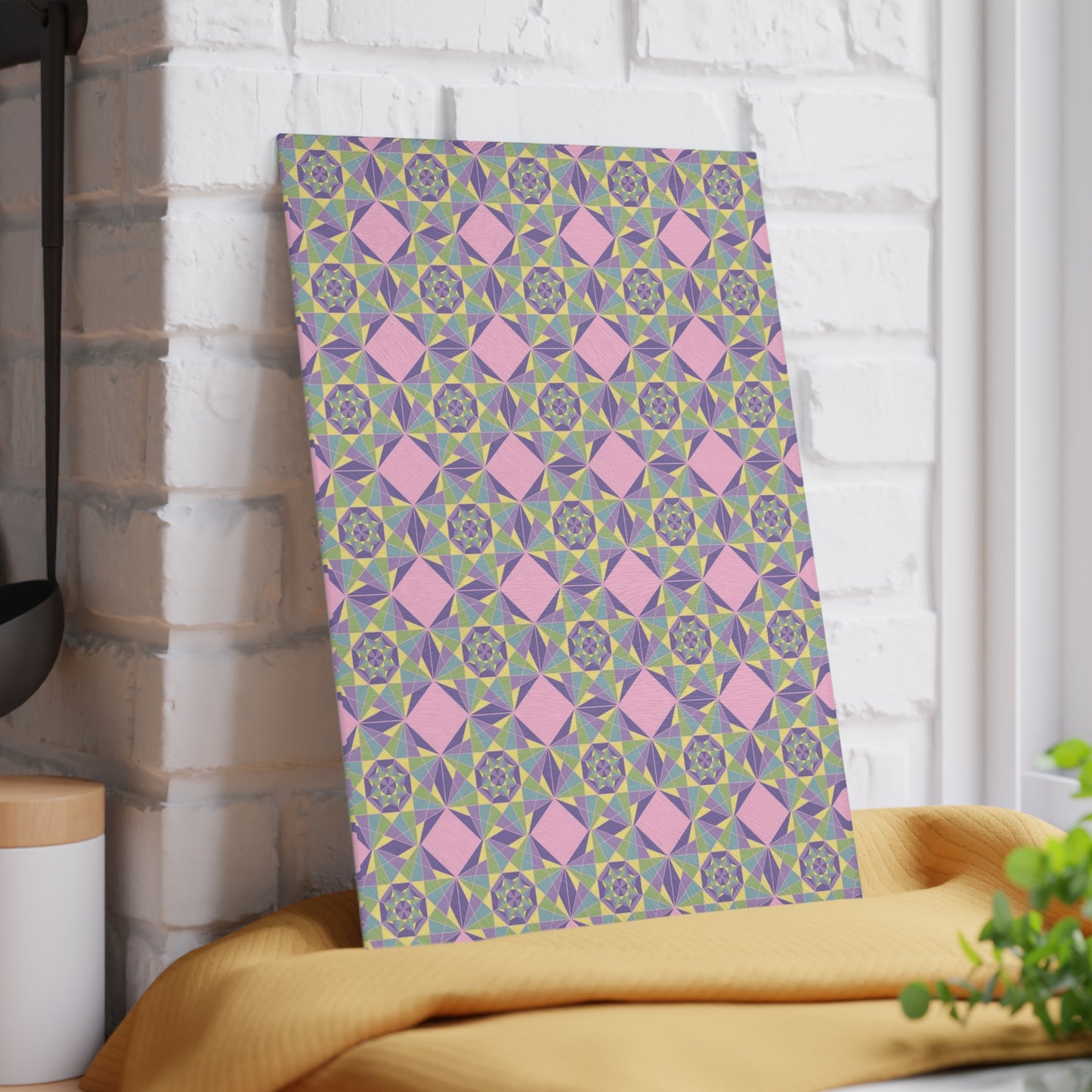 Pastel Pattern Glass Cutting Board, Kitchen Gift, Home Decor, Wedding Present, Cooking Essential, Unique Kitchenware
