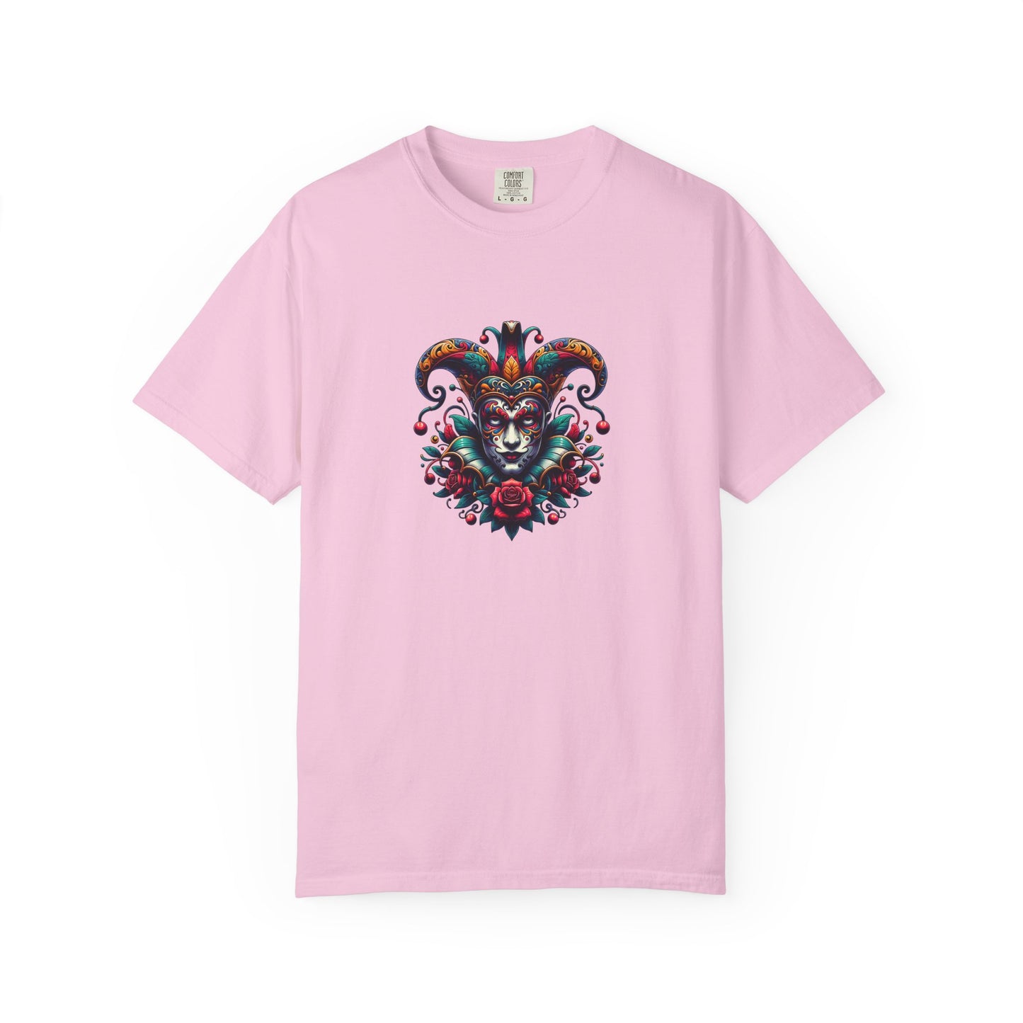 Vibrant Graphic Unisex T-Shirt with Floral Mask Design, Casual Wear, Festival Outfit, Gift for Friends, Unique Fashion Statement
