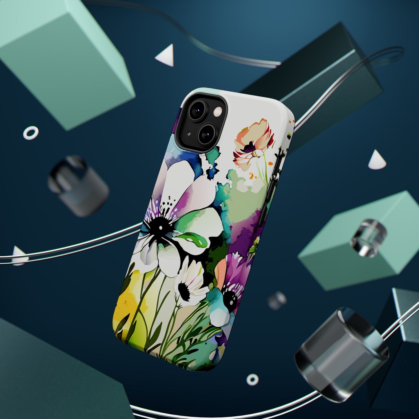 Floral Watercolor Magnetic Phone Case — Impact‑Resistant Protective Cover