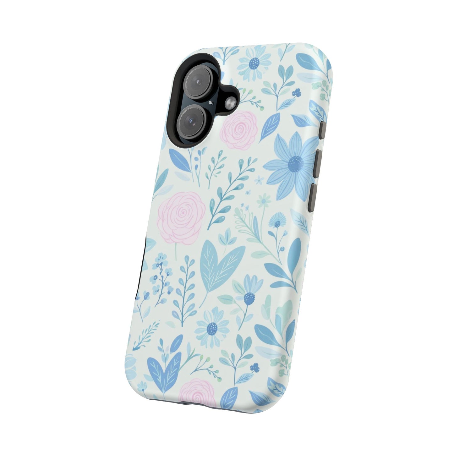 Floral Pastel Magnetic Impact Phone Case — Blue & Pink Botanical Design