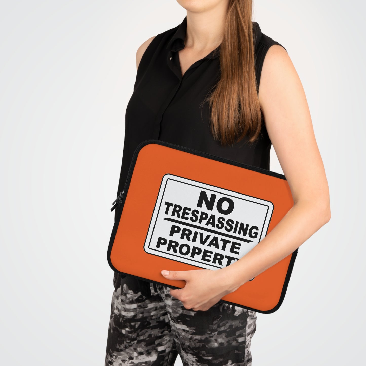 Bold Statement Laptop Sleeve - No Trespassing Design