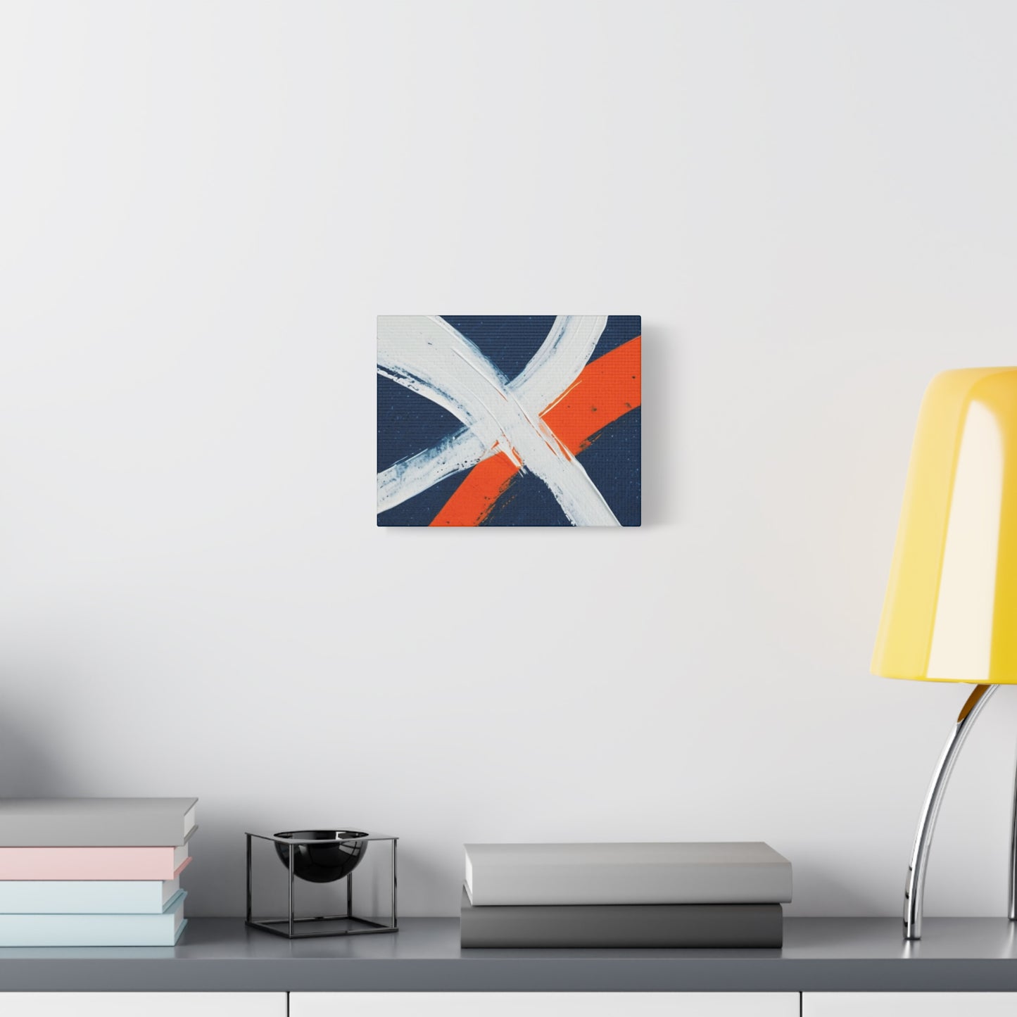 Abstract Navy & Orange Brushstroke Canvas
