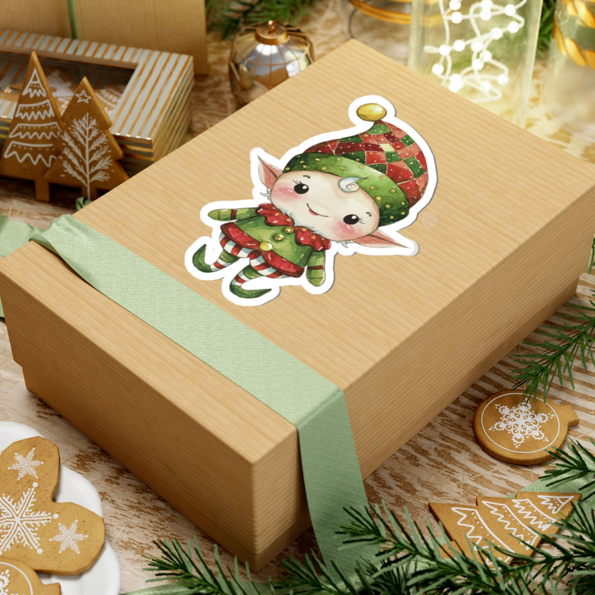 Adorable Christmas Elf Kiss-Cut Stickers, Holiday Decor, Cute Gift for Kids, Laptop or Planner Stickers, Fun Christmas Crafts