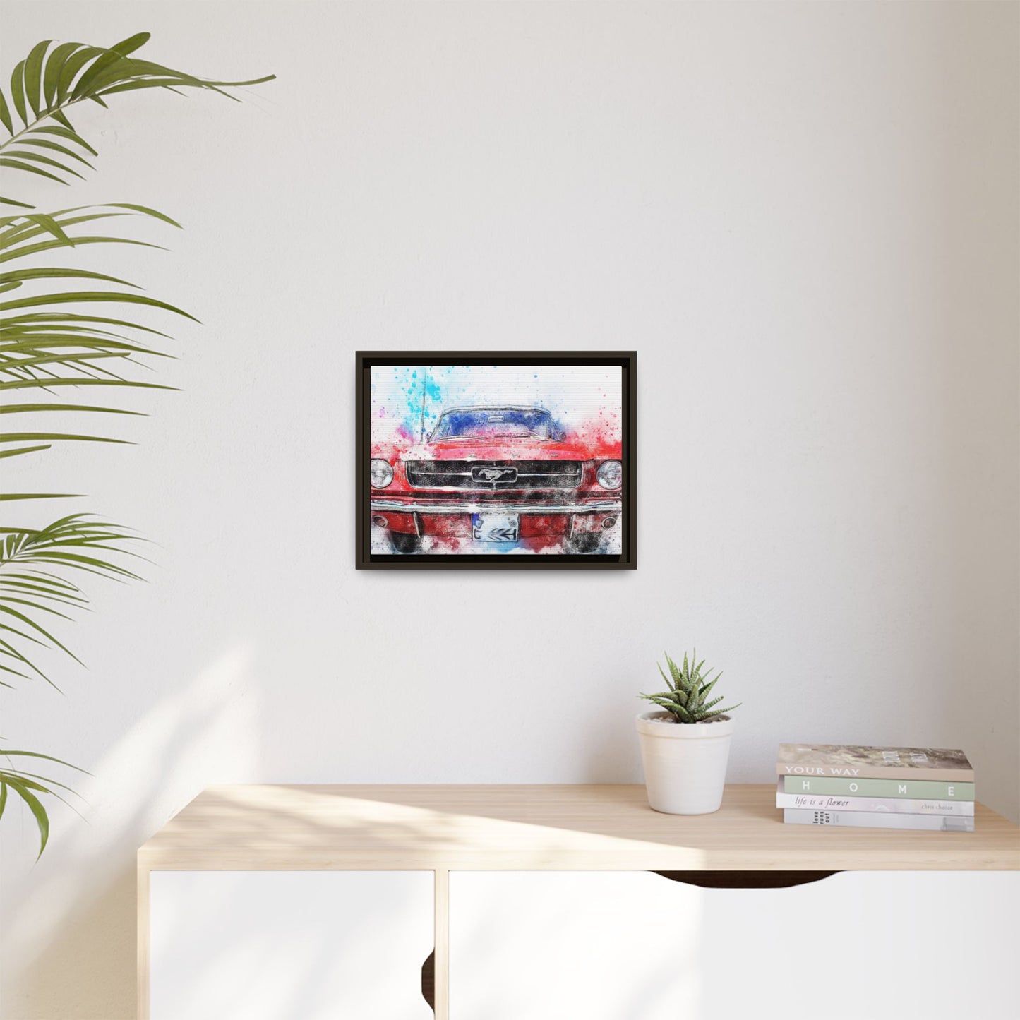 Matte Canvas, Framed Mustang Car