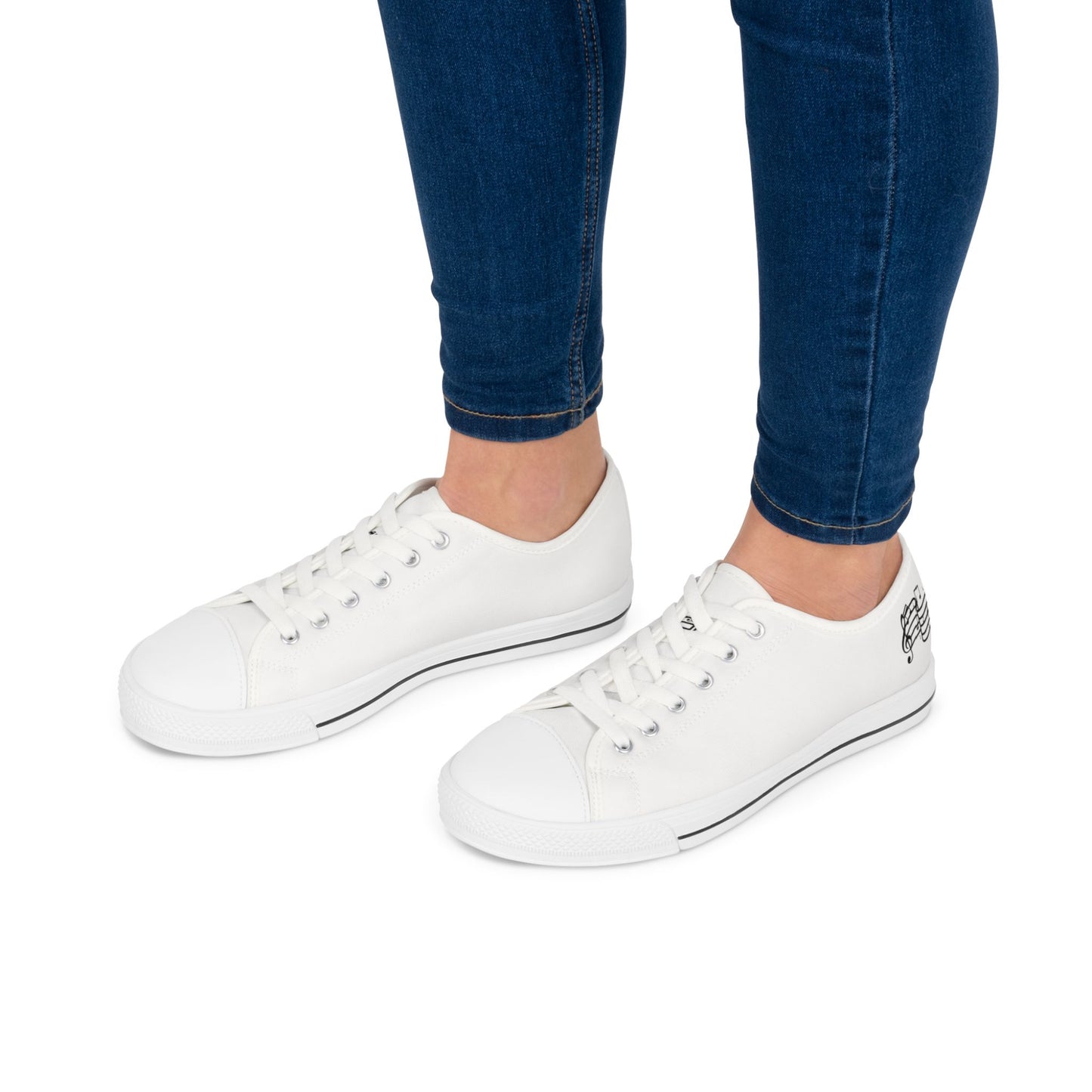 White Low Top Sneakers — Classic Women's Canvas Casual Shoes