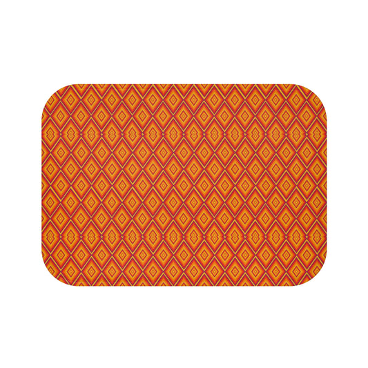 Vibrant Geometric Pattern Bath Mat | Bohemian Bathroom Decor, Non-Slip Mat, Easy-Clean Pad, Summer Vibes, Gift for Home