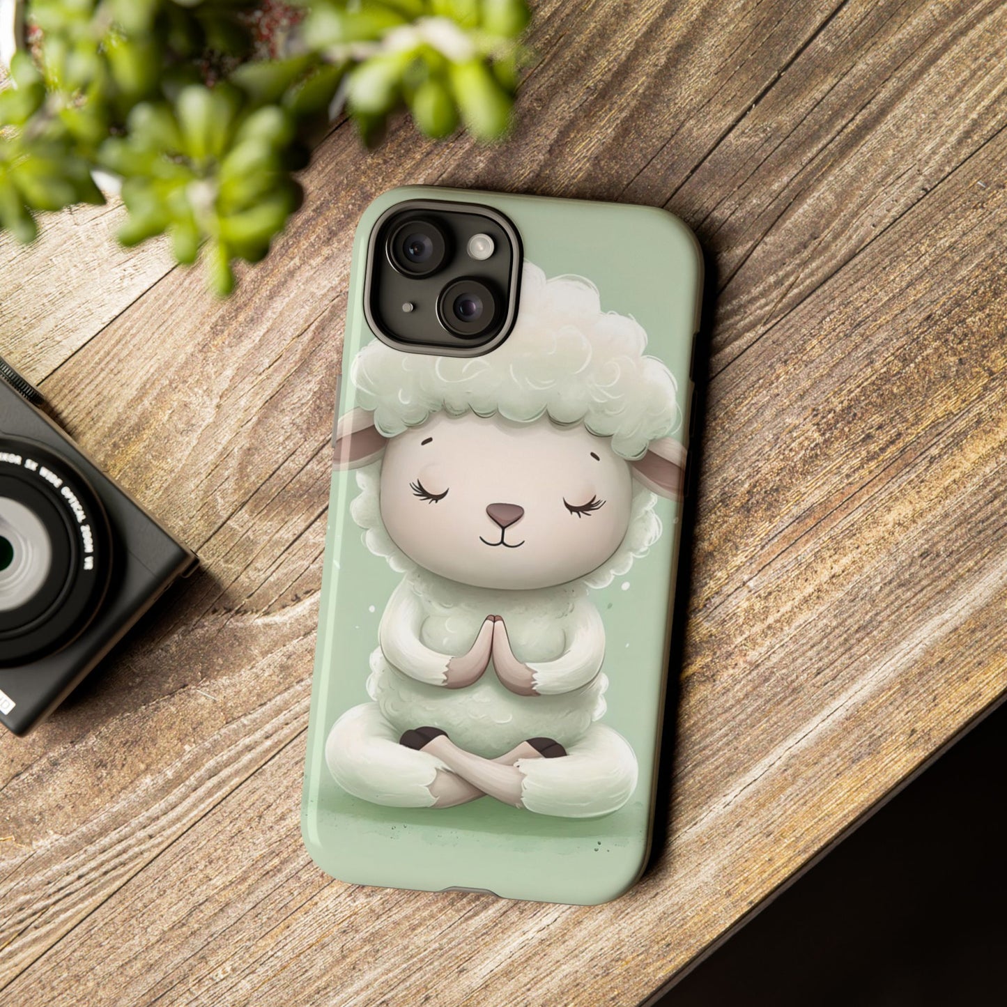 Meditating Lamb Phone Case — Cute Pastel Protective iPhone Cover