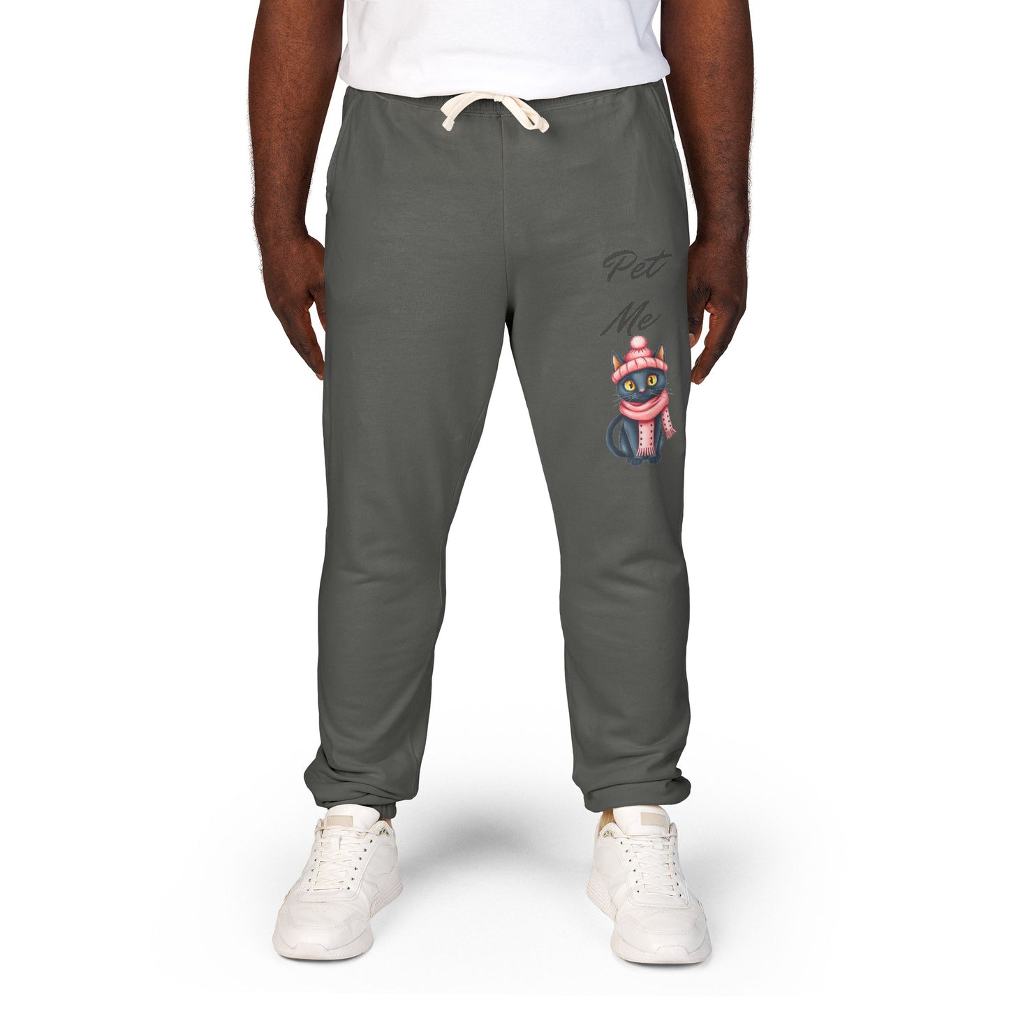 Sweatpants — Colorful Cosmic Cat Graphic "Pet Me" Joggers