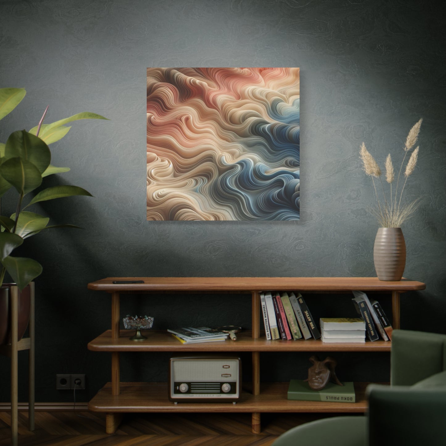 Abstract Swirl Matte Canvas Wall Art — Fluid Earth Tones, Stretched 1.25"