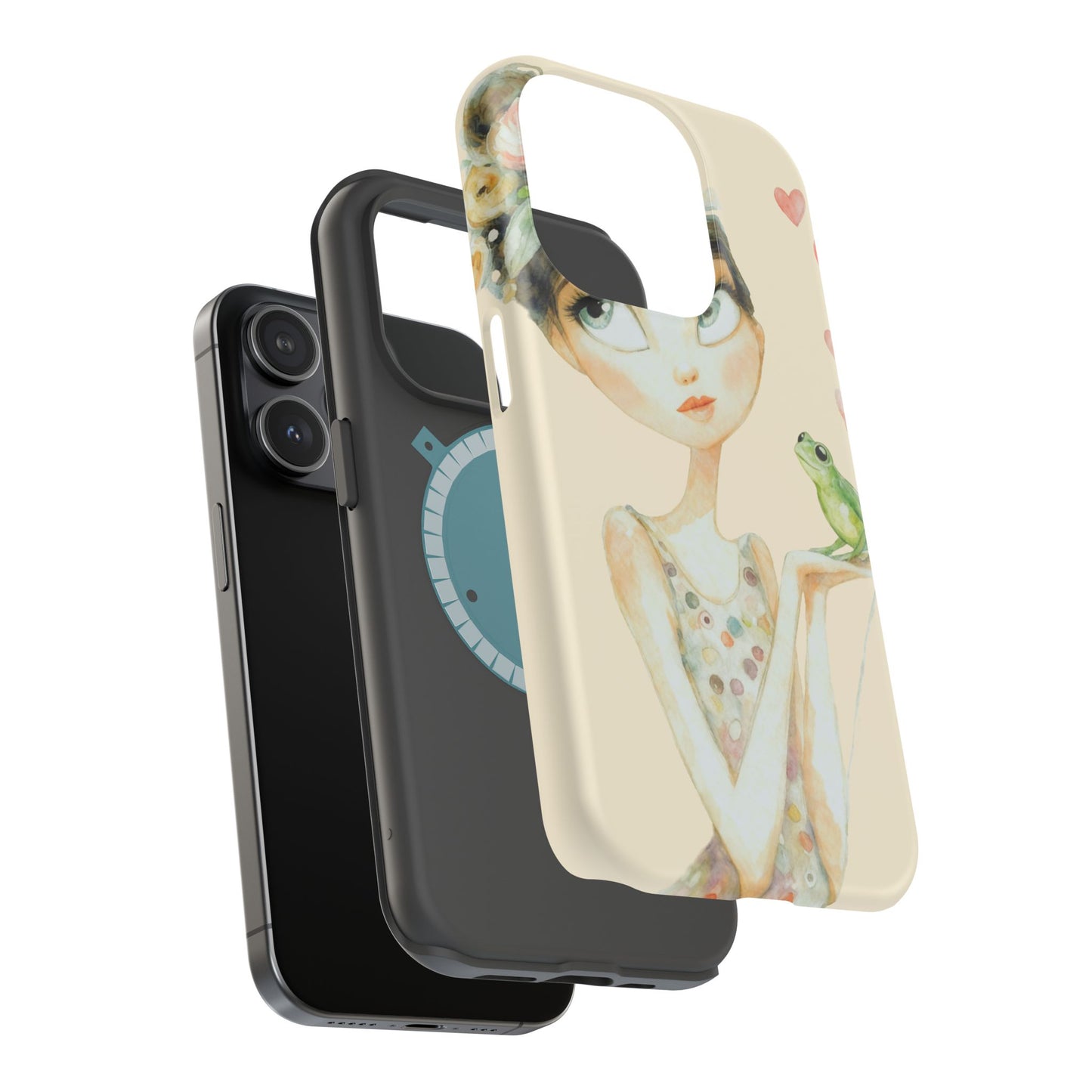 Whimsical Girl with Frog Magnetic Impact Phone Case