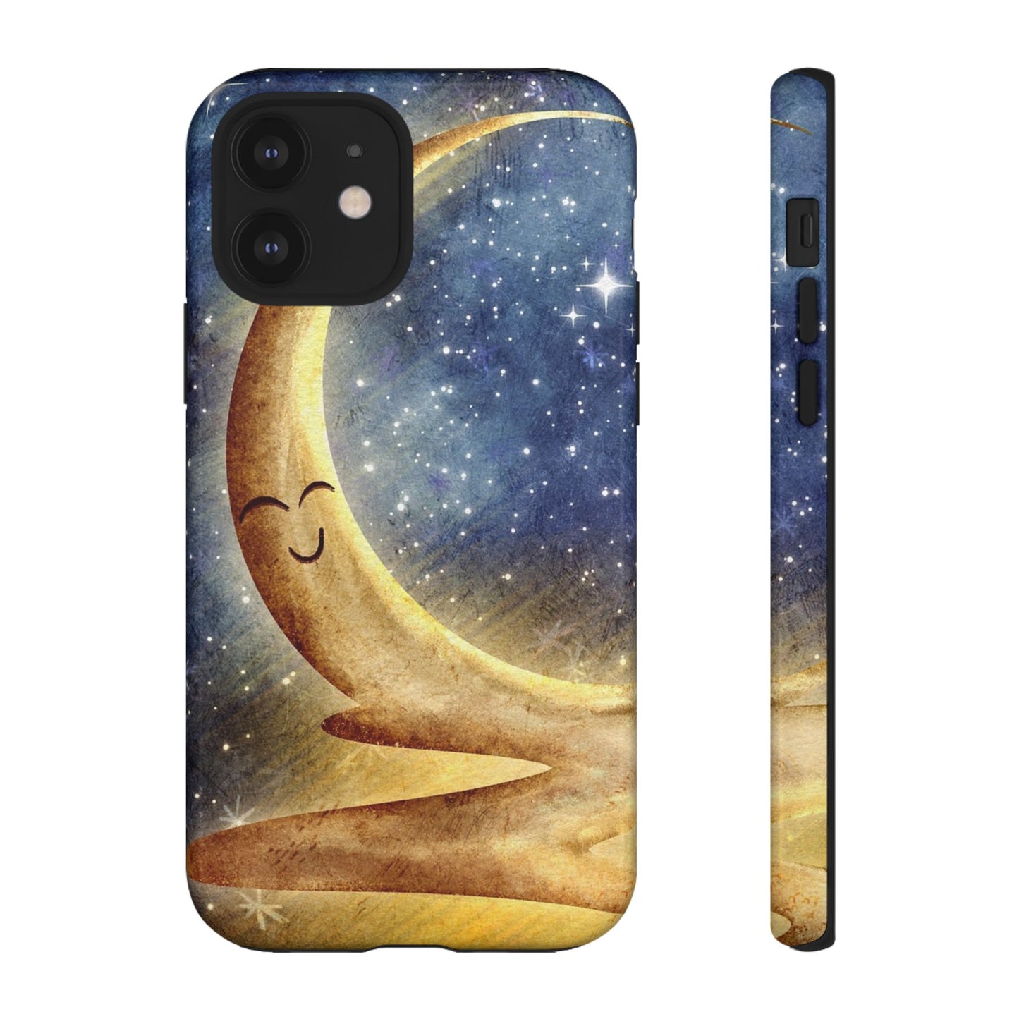 Moonlit Smile Phone Case — Starry Night Crescent Moon iPhone Cover