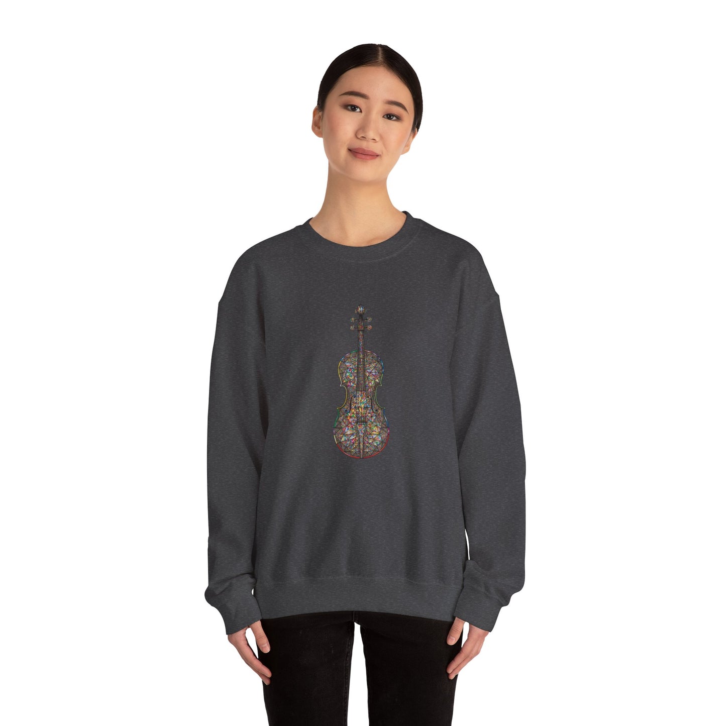 Stylish Violin Art Sweatshirt, Music Lover Gift, Cozy Crewneck, Perfect for Concerts, Music Festivals, Unisex Apparel, Gift for Musicians