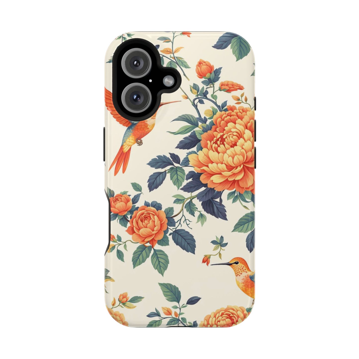 Floral Hummingbird Magnetic Phone Case — Impact-Resistant Protective Cover