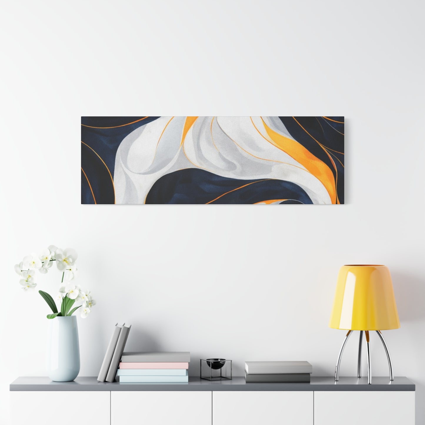 Abstract Navy & Gold Swirl Matte Canvas Wall Art