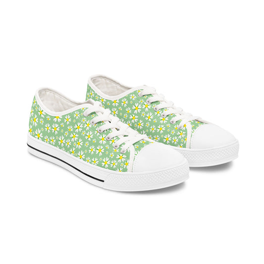 Floral Women's Low Top Sneakers | Casual Spring Footwear, Everyday Sneakers, Stylish Walkers, Gift for Her, Cute Sneaker Design