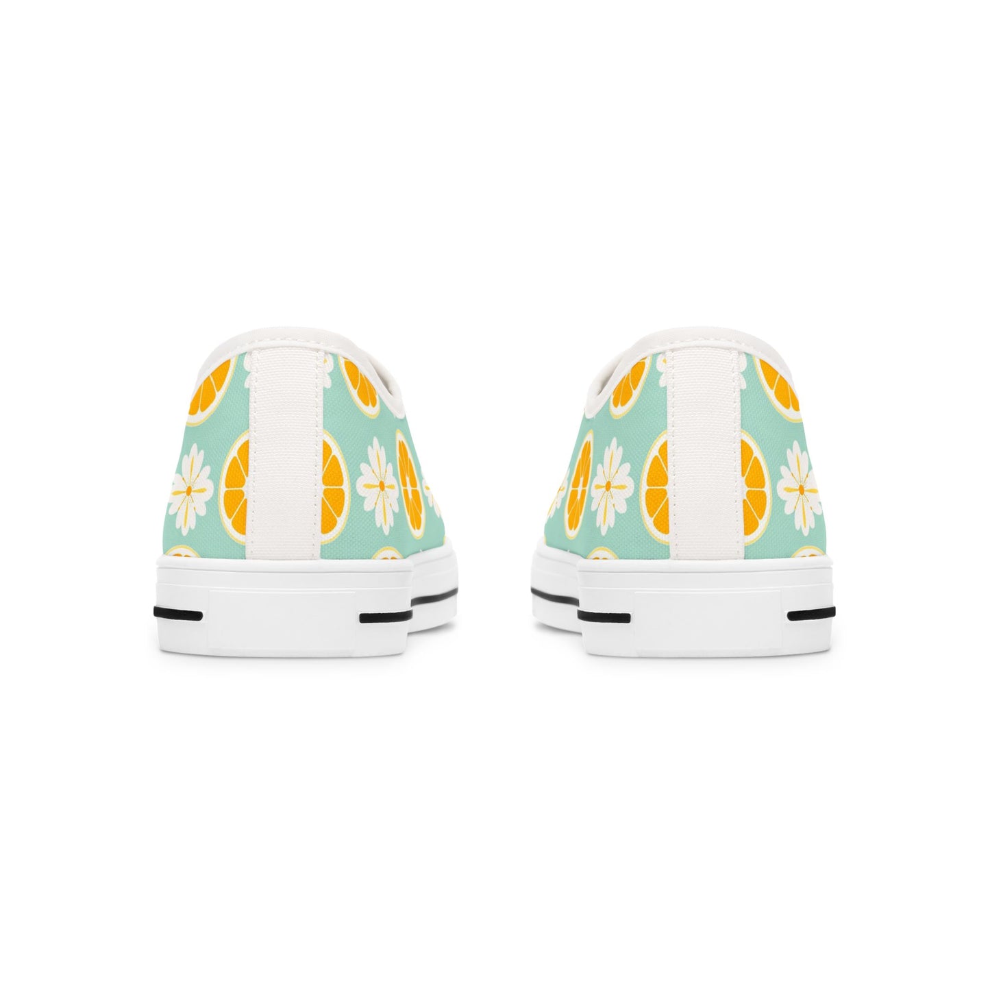 Low Top Sneakers — Retro Citrus & Daisies Pattern