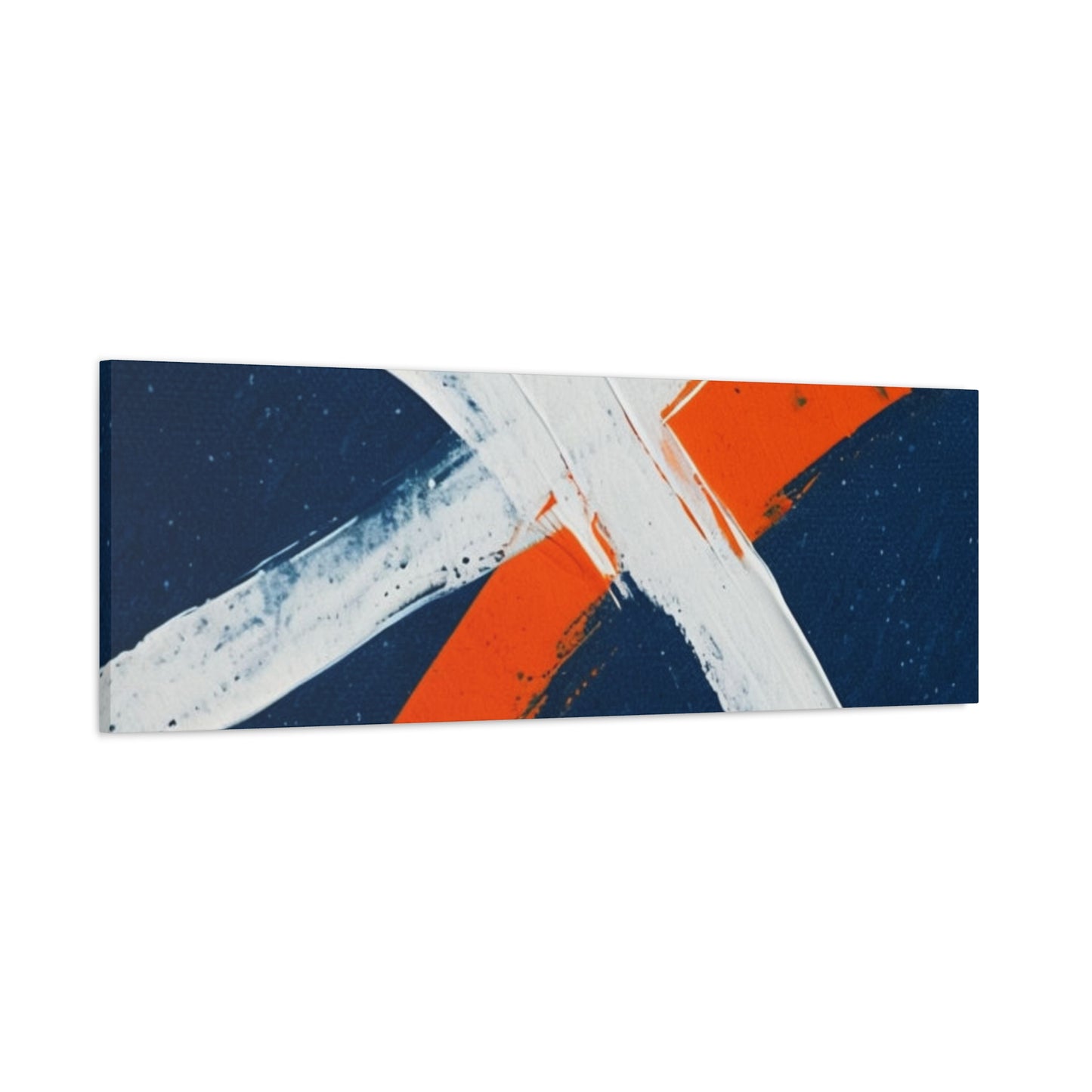 Abstract Navy & Orange Brushstroke Canvas