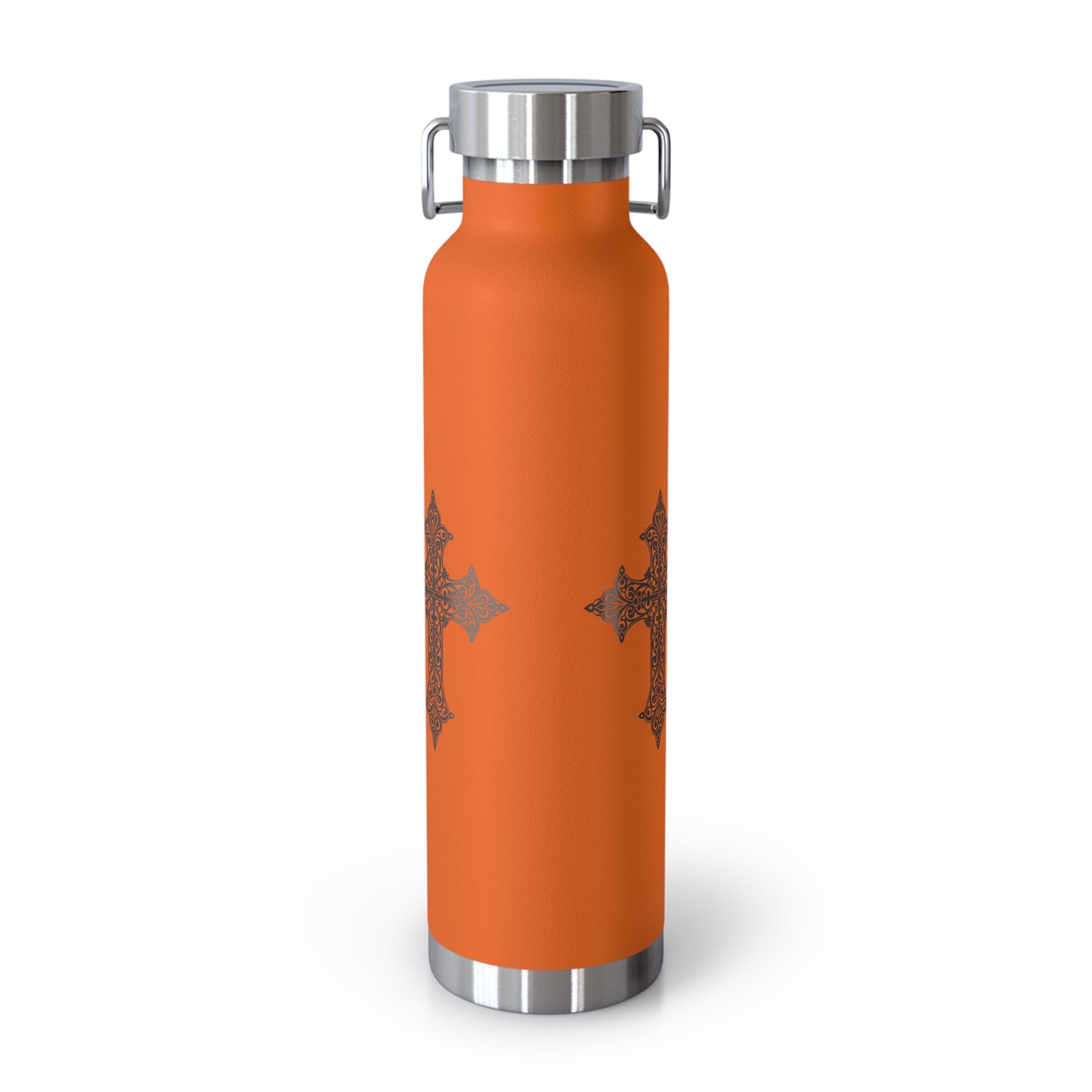Stylish Copper Insulated Water Bottle - 22oz, Cross Design, Travel Flask, Gift for Him/Her, Unique Outdoor Hydration